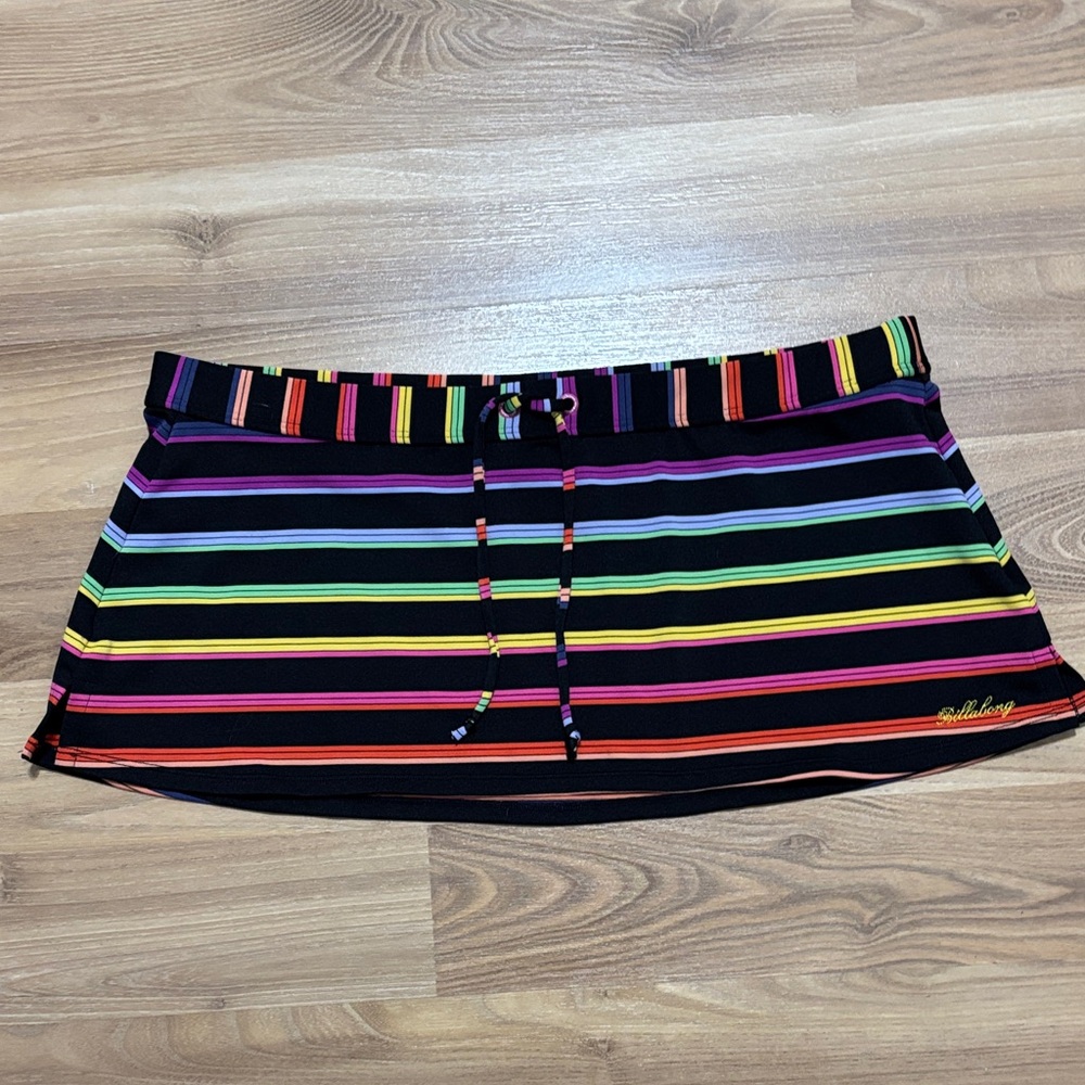 VTG Billabong Y2K Rainbow Barcode Stripe Swim Skirt - tagged size L